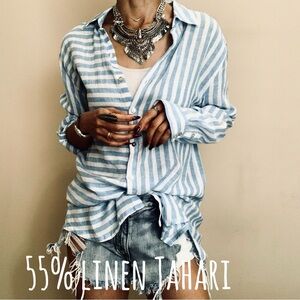 Brand New linen Tahari buttondown shirt L